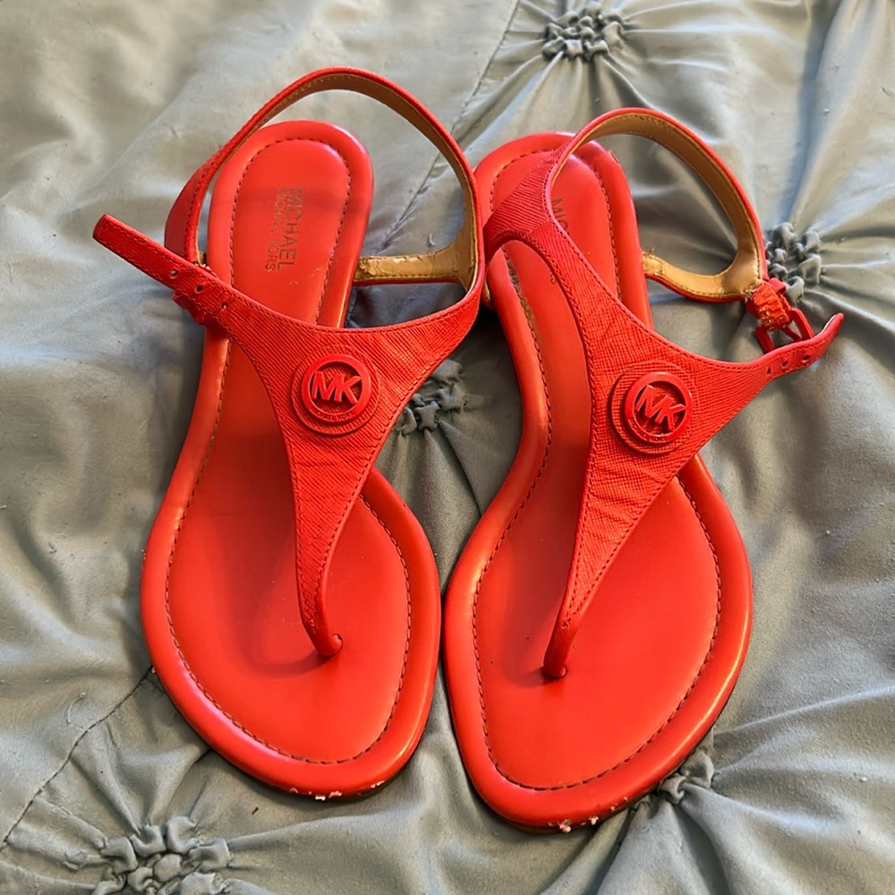 Red leather sandals
